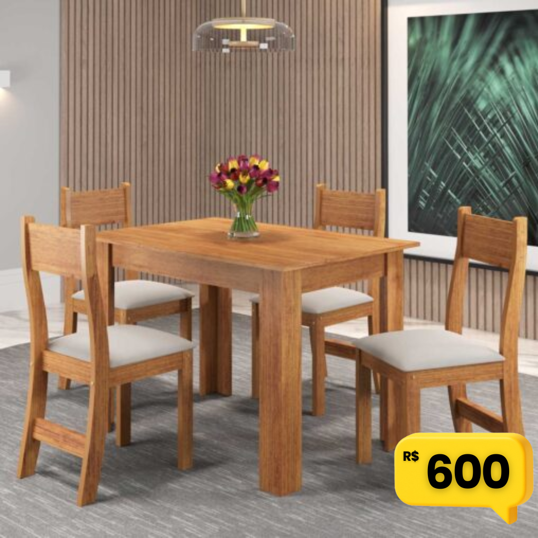 Mesa Palace/Perla Mel com 4 Cadeiras