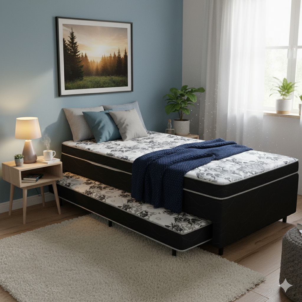 Bi-Cama D20 Ortopédica (Cama de Solteiro com Auxiliar)