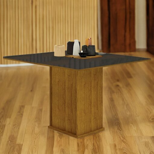 Mesa de Vidro Napoli 90 Chumbo