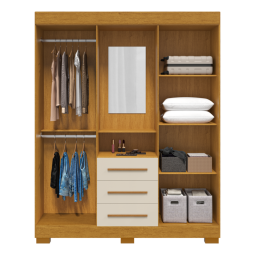 Guarda-Roupa Capelinha Emily Gold 1,64 m Cinamomo/Off White com 1 espelho