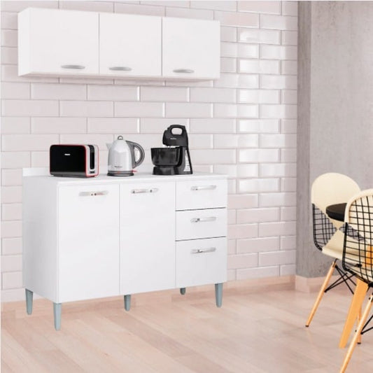 Kit Cozinha Aéreo + Balcão Branco