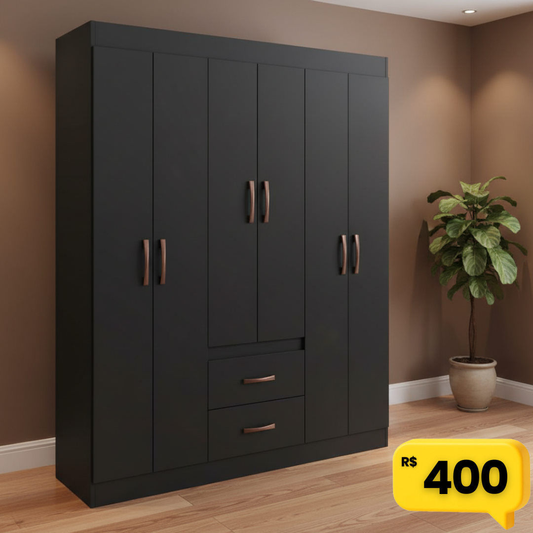 Guarda-Roupa Jamaica 6 Portas e 2 Gavetas