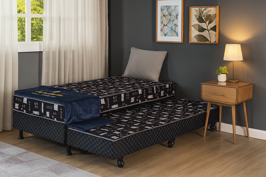 Bi-Cama Black D23 (Cama de Solteiro com Auxiliar)