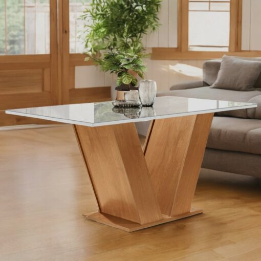 Mesa de Vidro Classic 120 Cinamomo/Off White