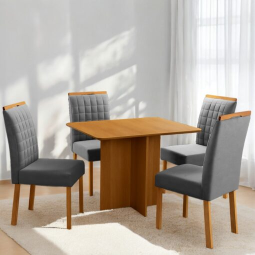 Mesa Pérola 90 Mel + 4 Cadeiras Pandora