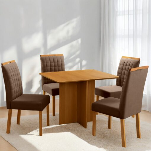 Mesa Pérola 90 Mel + 4 Cadeiras Pandora