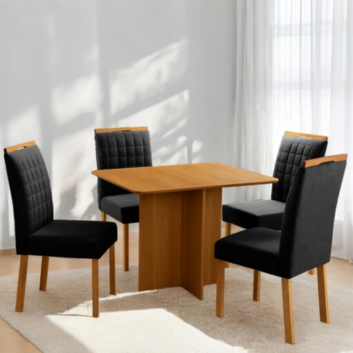 Mesa Pérola 90 Mel + 4 Cadeiras Pandora