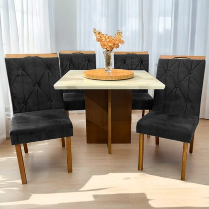 Mesa Los Angeles 90 Cinamomo/Off White com 4 Cadeiras Yasmim