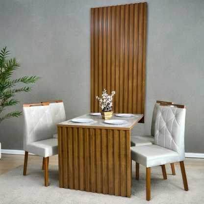 Mesa Cancun 120 Cinamomo/Off White com 4 Cadeiras Yasmim Veludo