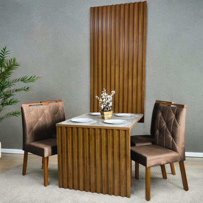 Mesa Cancun 120 Cinamomo/Off White com 4 Cadeiras Yasmim Veludo