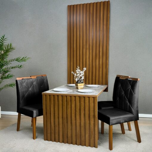 Mesa Cancun 120 Cinamomo/Off White com 4 Cadeiras Yasmim Veludo