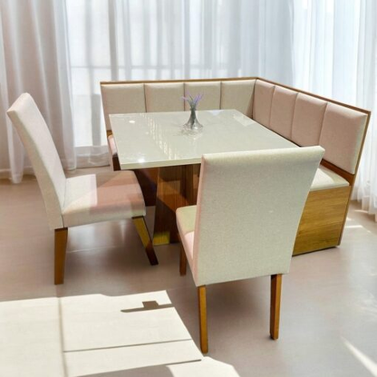 Conjunto Canto Alemão + Mesa Mon/Soberano Mel/Blonde + 2 Cadeiras Milão