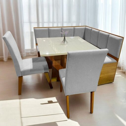 Conjunto Canto Alemão + Mesa Mon/Soberano Mel/Blonde + 2 Cadeiras Milão