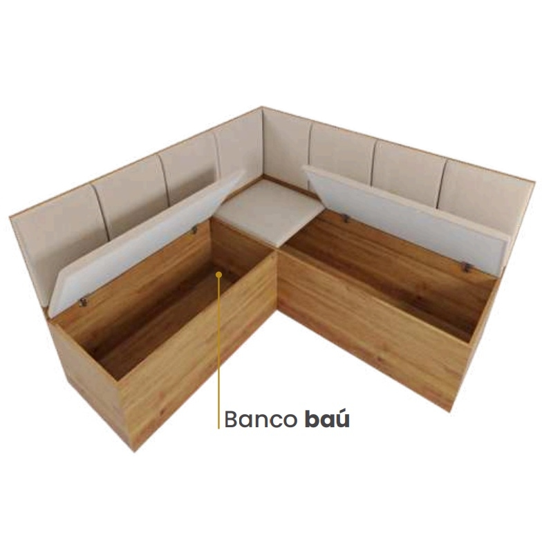 Conjunto Canto Alemão + Mesa Mon/Soberano Mel/Blonde + 2 Cadeiras Milão