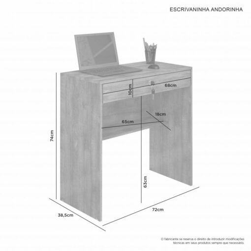 Mesa Escrivaninha de Escritorio Andorinha Café