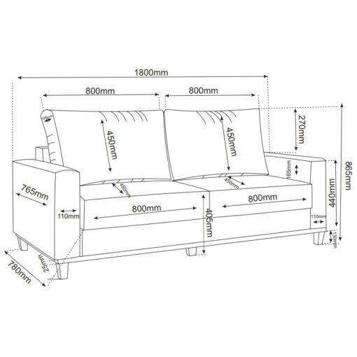 Sofá Living Palazo/Felícia 1,80 m Linho