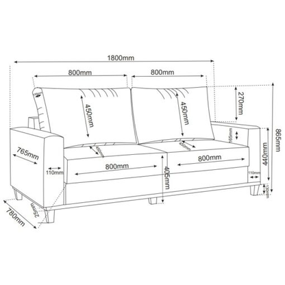 Sofá Living Palazo/Felícia 1,80 m Linho