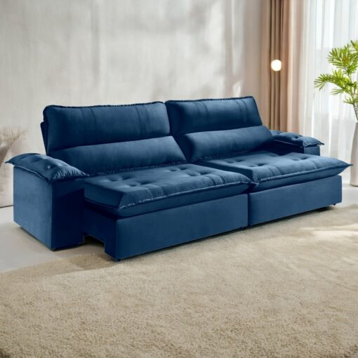 Sofá Retrátil e Reclinável Kiara 2,50 m Veludo