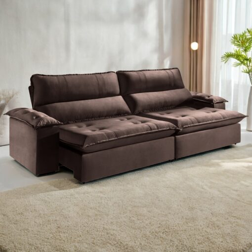 Sofá Retrátil e Reclinável Kiara 2,50 m Veludo