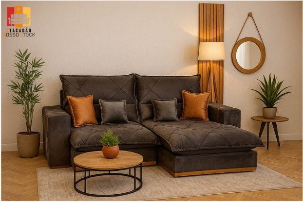 Sofá Retrátil e Reclinável Gran Bello Plus 2,50m Veludo