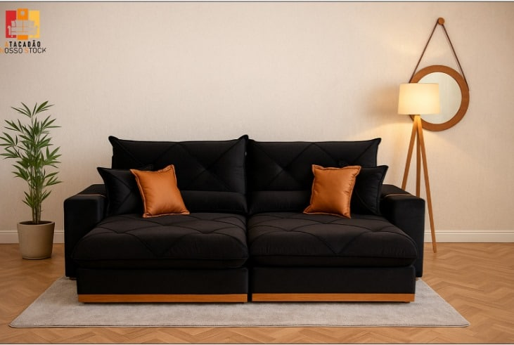 Sofá Retrátil e Reclinável Gran Bello Plus 2,50m Veludo