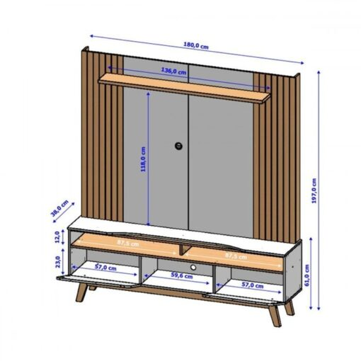 Home Estante até 75″ Atalaia Naturale/Off White