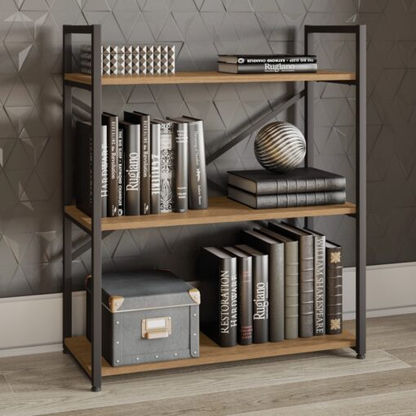 Estante Baixa 3 Prateleiras LI007 Freijó/Preto Fosco