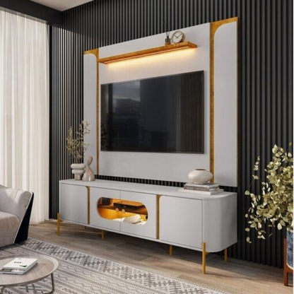 Estante Painel até 75″ Maresias + Rack Juquehy Off White/Naturale