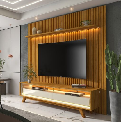 Estante Painel Nobre 185 + Rack Requinte 172 Naturale/Off White