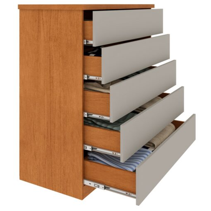 Cômoda 5 Gavetas Everest Cinamono/Off White