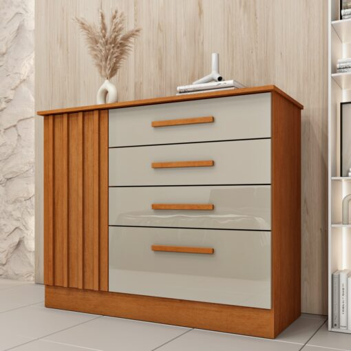 Cômoda Guarani Ripado Cinamono/Off White