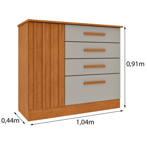 Cômoda Guarani Ripado Cinamono/Off White