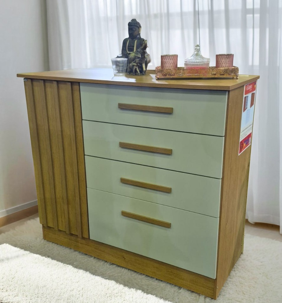 Cômoda Guarani Ripado Cinamono/Off White