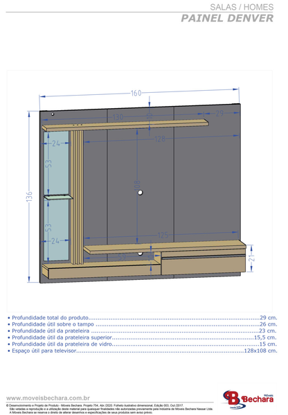 Painel Denver Cinamono/Carrara
