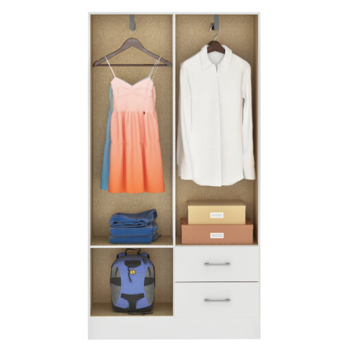 Kit Guarda-Roupa 4 Portas Panamá 4002 90 cm + Cômoda 5 Gavetas Sapateira Miami