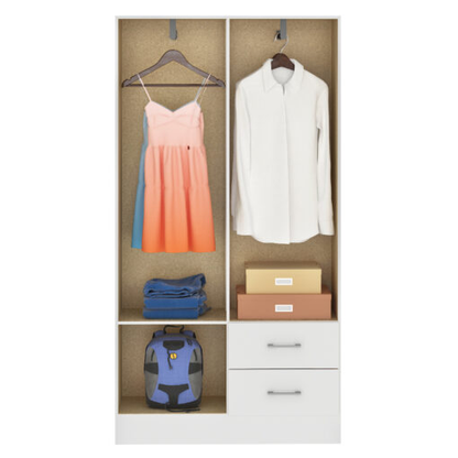 Kit Guarda-Roupa 4 Portas Panamá 4002 90 cm + Cômoda 5 Gavetas Sapateira Miami