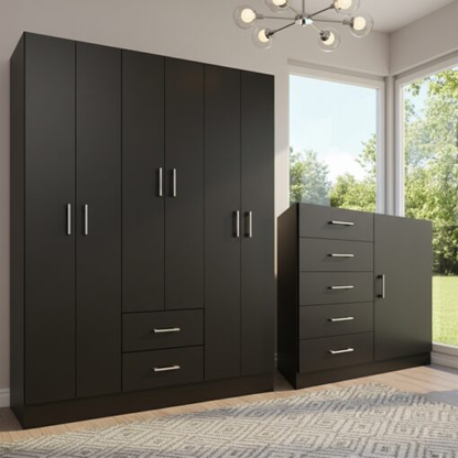 Guarda-Roupa 6 Portas Jamaica 6002 134 cm + Cômoda 5 Gavetas com Sapateira Miami