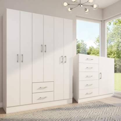 Guarda-Roupa 6 Portas Jamaica 6002 134 cm + Cômoda 5 Gavetas com Sapateira Miami