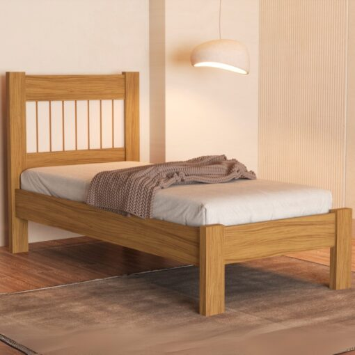 Cama Solteiro de Madeira Bela Nature/Off White