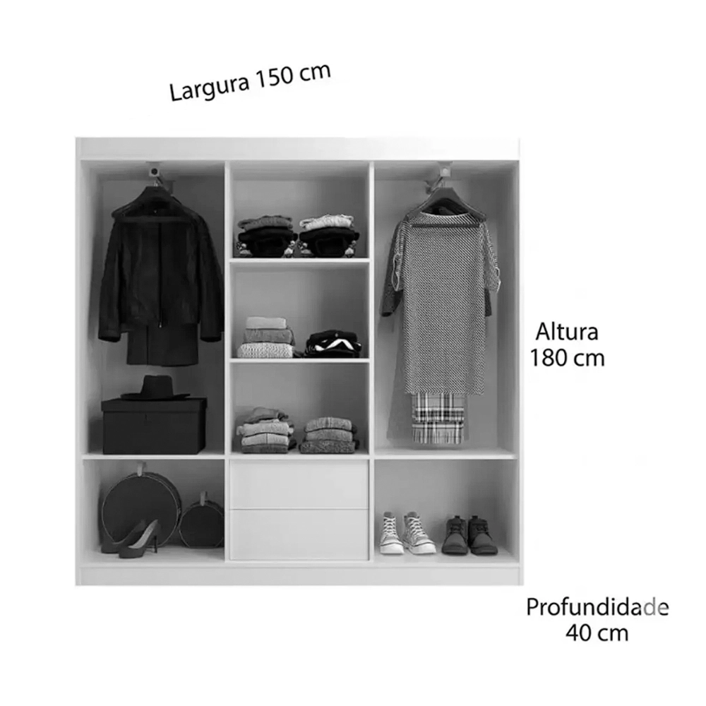 Guarda-Roupa Lisboa 150cm com 1 espelho