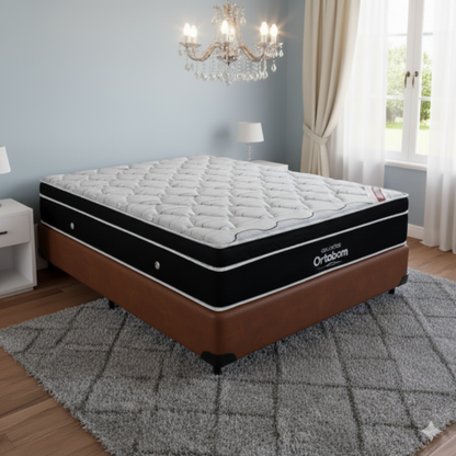 Kit Colchão Casal Elegant Superpocket 28 cm D33 Molas Ensacadas + Base Simples Corino – ORTOBOM