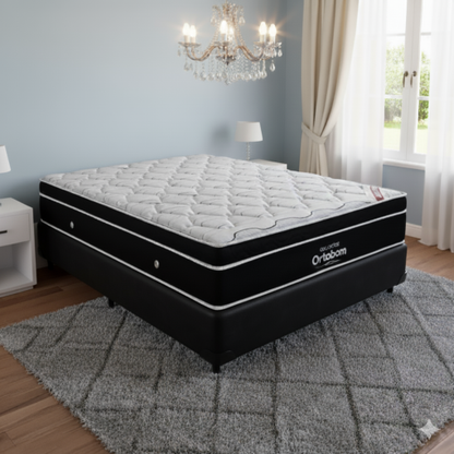Kit Colchão Casal Elegant Superpocket 28 cm D33 Molas Ensacadas + Base Simples Corino – ORTOBOM