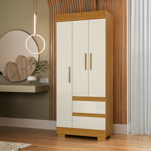 Guarda-Roupa 3 Portas Maya 0,753 m Cinamomo/Off White